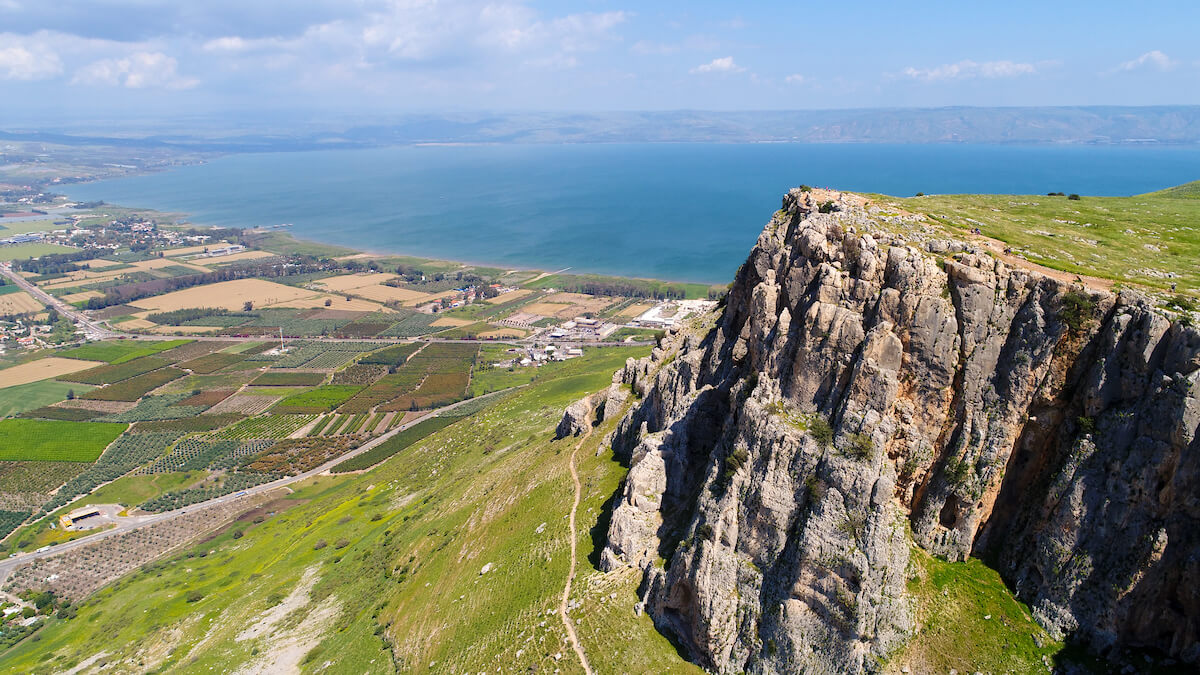 Arbel cliffs and Sea of Galilee