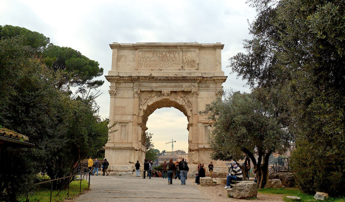 Arch of Titus with olive trees
