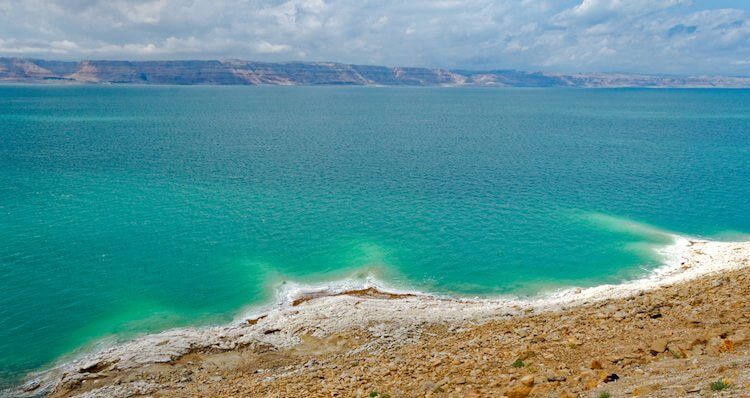 Dead Sea shore with salt deposits