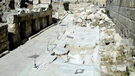 First-century street showing the Temple's destruction.