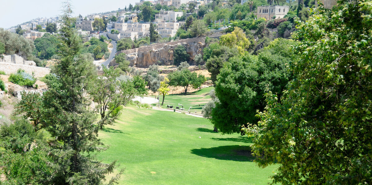 Hinnom Valley with green grass