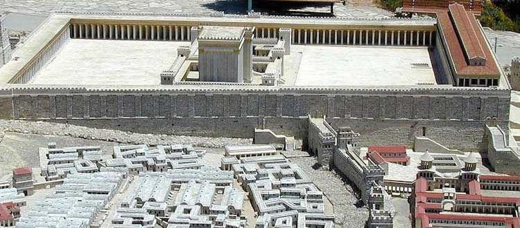 Model of Temple with Solomon's Collonade in background