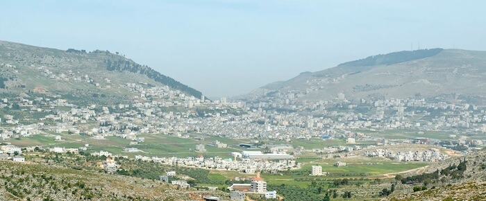 Mount Gerizim (left) and Mount Ebal.