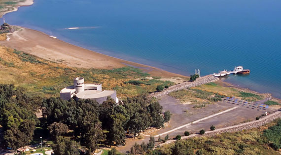 Nof Ginosar museum and harbor beside the Sea of Galilee