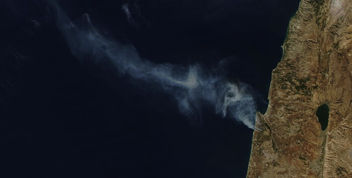 Satellite image of 2010 Mount Carmel fires
