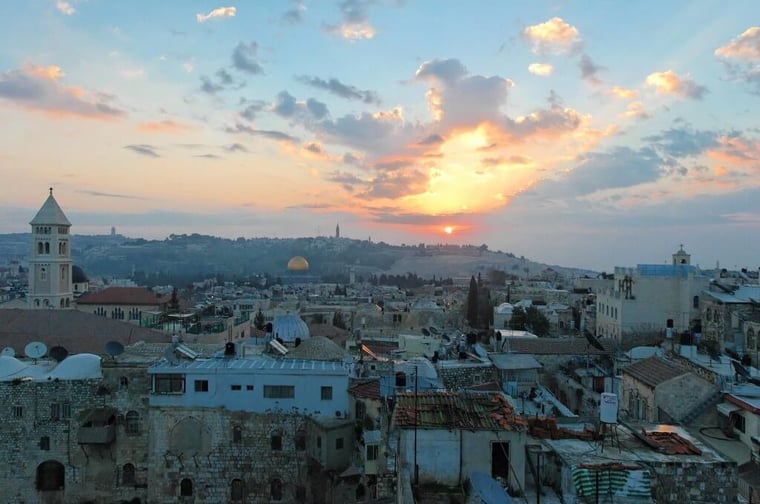 Sunrise over Jerusalem from the west