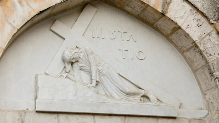 Via Dolorosa Station 3, depicting Jesus falling
