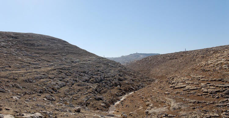 The Mount of Olives in the distance along Ascent of Adummim