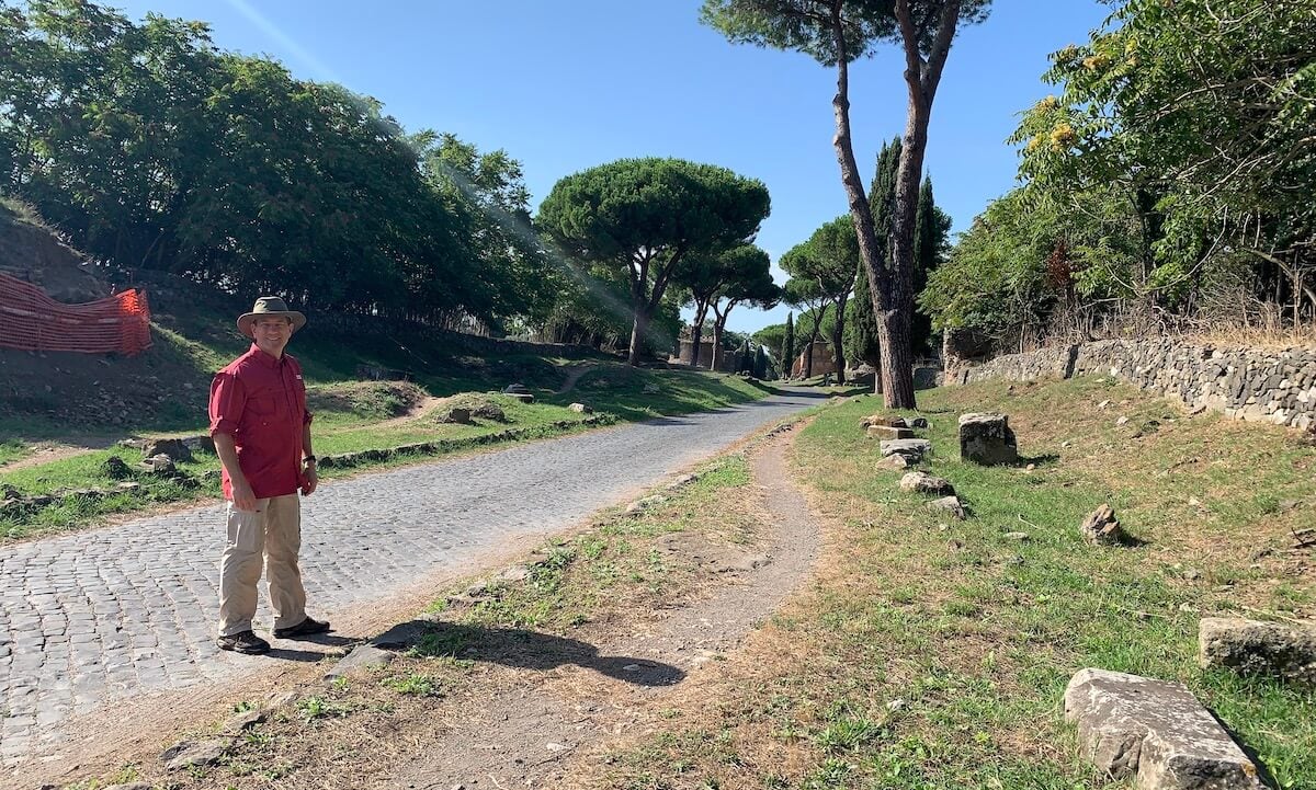 Wayne walks the Appian Way