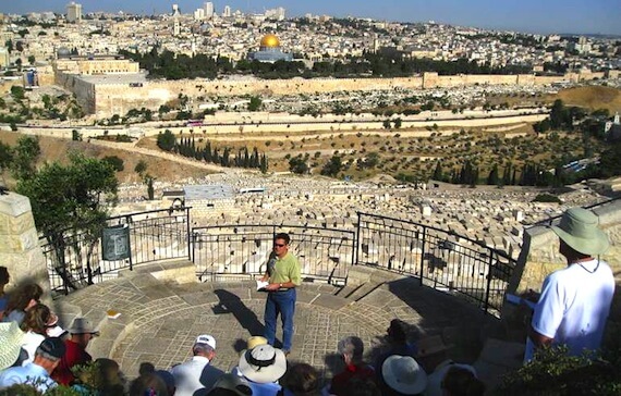 On the Mount of Olives overlooking the Temple Mount.