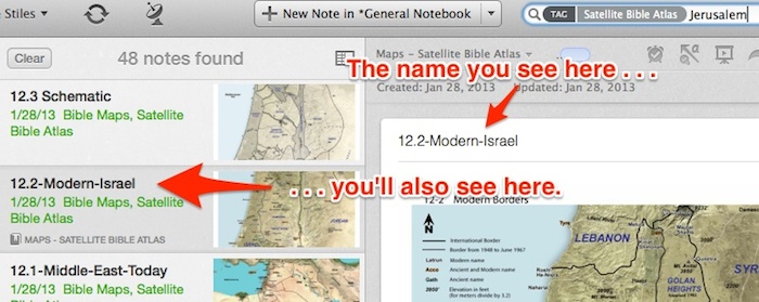naming maps in Evernote.